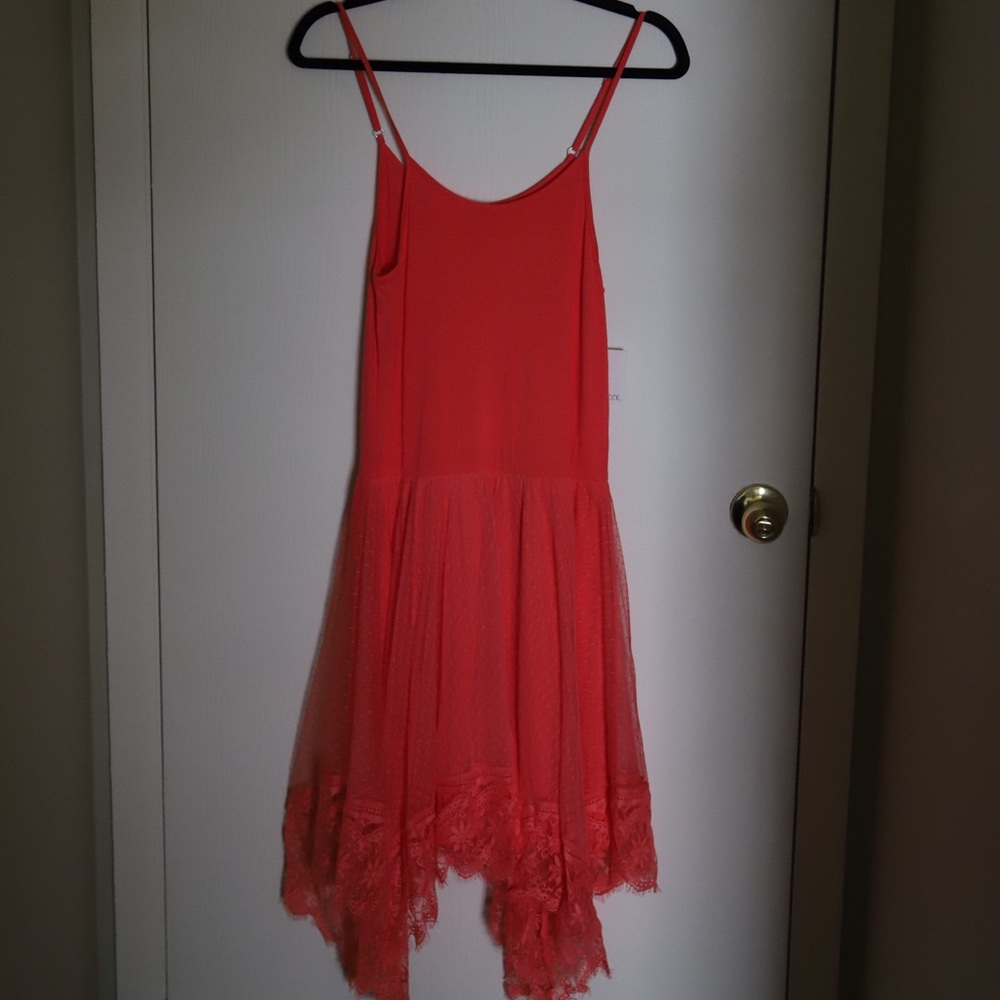 Girls Coral Lace Sundress